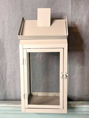 Landhaus Metall Laterne sand Tragebügel L H47