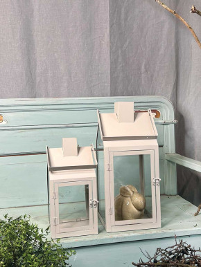 Landhaus Metall Laterne sand Tragebügel L H47