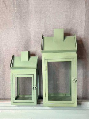 Landhaus Metall Laterne grün Tragebügel M H34