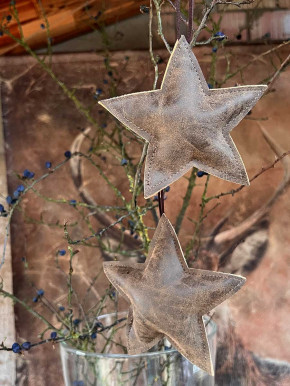 Lederstern braun Stern wattiert zum Aufhängen S