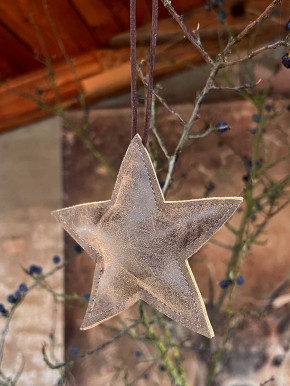 Lederstern braun Stern wattiert zum Aufhängen S