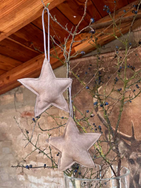 Lederstern hellbraun Stern wattiert zum Aufhängen S