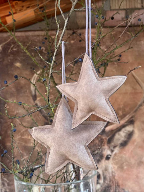 Lederstern hellbraun Stern wattiert zum Aufhängen S