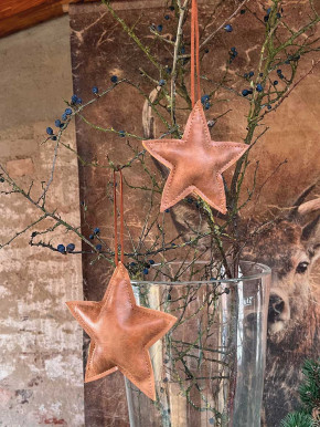 Lederstern schokobraun Stern wattiert zum Aufhängen S