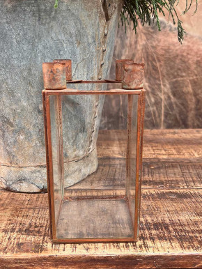 Metall 4er Kerzenhalter Laterne Curie antikbraun H21