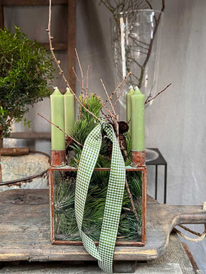 Metall 4er Kerzenhalter Laterne Curie antikbraun quadratisch H16