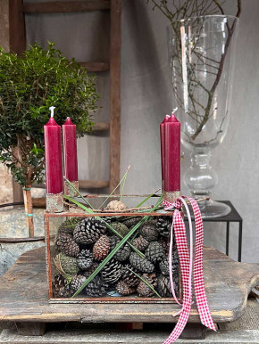 Metall 4er Kerzenhalter Laterne Curie antikbraun rechteckig H16