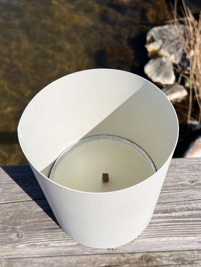 Gartenfackel Flammschalenhalter Metall creme H20 D17