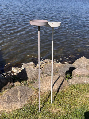 Gartenstecker Flammschalenhalter Metall creme 2-teilig H105