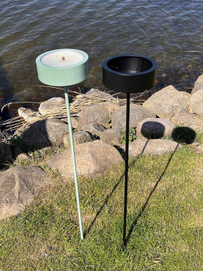 Gartenstecker Flammschalenhalter hoch Metall grün 2-teilig H107