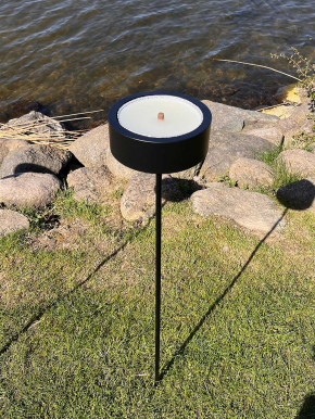 Gartenstecker Flammschalenhalter hoch Metall schwarz 2-teilig H107