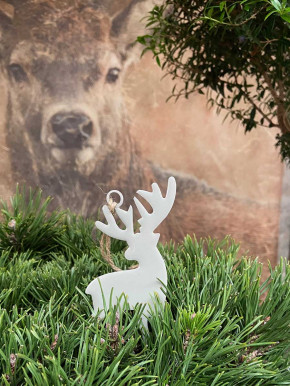 Metallanhänger Hirsch weiß lackiert H10