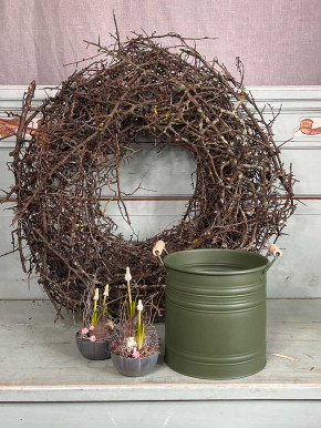 Metalleimer Zenon grün mit Holzgriffen S H15.5