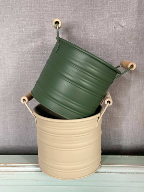 Metalleimer Zenon sand mit Holzgriffen S H15.5