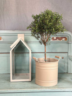 Metalleimer Zenon sand mit Holzgriffen L H22