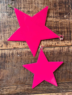 Metallstern pink lackiert Stern M zum Aufhängen D12