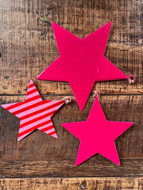 Metallstern pink lackiert Stern M zum Aufhängen D12