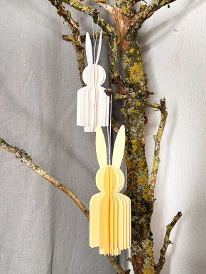 Papierfalthase Osterhase Anhänger Flora weiß M H22