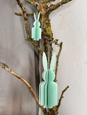 Papierfalthase Osterhase Anhänger Flora hellblau M H22