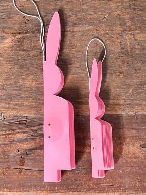 Papierfalthase Osterhase Anhänger Flora rosa S H14.5