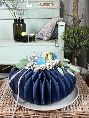 Papiersockel Papierkranz Faltkranz Dacia blau D28 H13