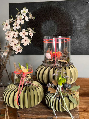 Papiersockel Papierkranz Faltkranz Dacia dunkelgrün D28 H13