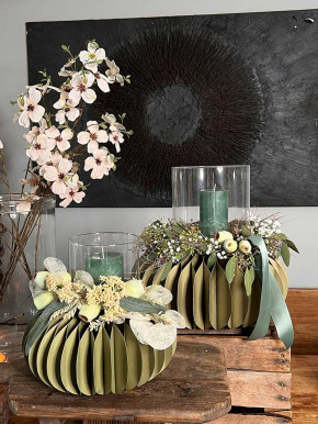 Papiersockel Papierkranz Faltkranz Dacia dunkelgrün D28 H13