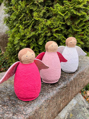 Pinker Engel Pappmachee rosa Flügel H16
