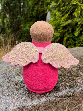 Pinker Engel Pappmachee rosa Flügel H21