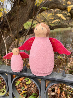 Rosa Engel Pappmachee pinke Flügel H21