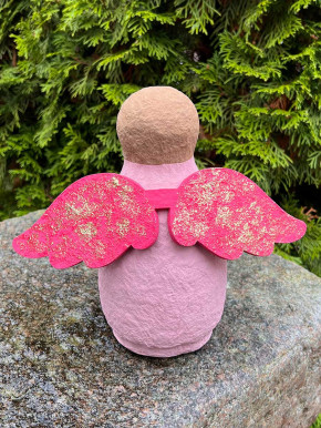Rosa Engel Pappmachee pinke Flügel H21