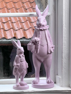 Osterhase Häsin stehend mit Körbchen flieder Polyresin H51