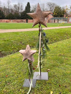 WMG Holz - Stern graubraun Pappel gesägt auf Metallstange H50