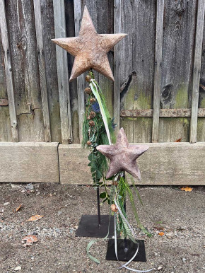 WMG Holz - Stern graubraun Pappel gesägt auf Metallstange H50
