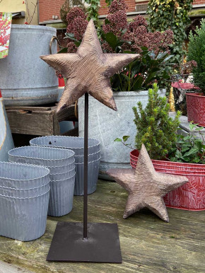 WMG Holz - Stern graubraun Pappel gesägt auf Metallstange H50