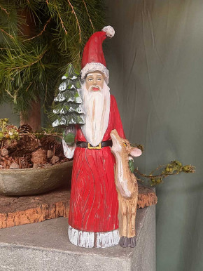 Weihnachtsmann mit Tannenbaum und Reh H39