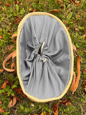 Palmblatttasche XL konisch natur graues Futter lange Schulter Lederriemen