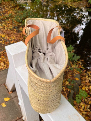 Palmblatttasche XL konisch natur helles Futter kurze Trageriemen