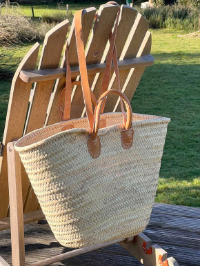 Palmblatttasche XL konisch natur kurze und lange Trageriemen