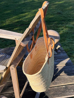 Palmblatttasche XL konisch natur kurze und lange Trageriemen