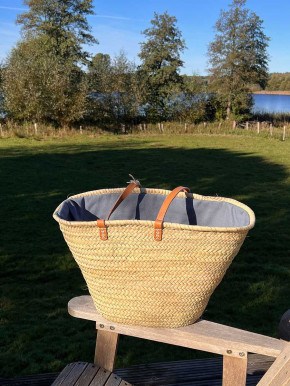 Palmblatttasche XL konisch natur lange Schulterriemen graues Futter Palmblatttasche XL konisch natur lange Schulterriemen graues Futter