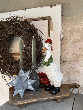 Weihnachtsgans mit Kranz Mütze Stiefeln H34