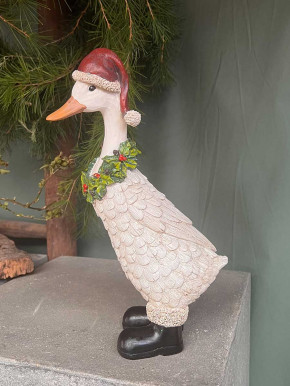 Weihnachtsgans mit Kranz Mütze Stiefeln H34