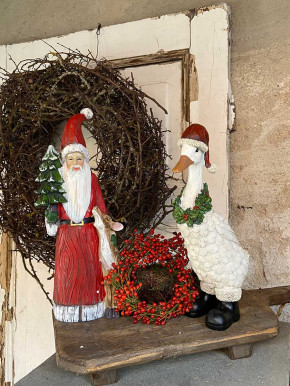 Weihnachtsgans mit Kranz Mütze Stiefeln H34