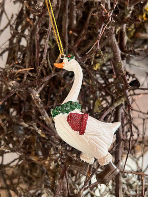 Anhänger Weihnachtsgans Kranz aus Polyresin H10