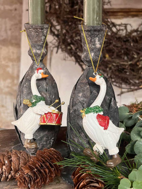 Anhänger Weihnachtsgans Trommel aus Polyresin H10