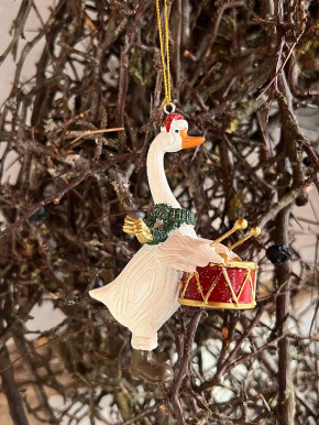 Anhänger Weihnachtsgans Trommel aus Polyresin H10