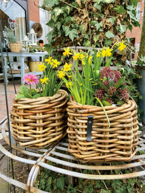 a2 Living Rattan-Korb mini Pflanzkorb Blumentopf eckig H23