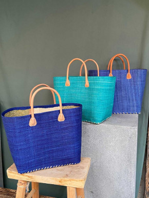 frosch und rabe Shopper grünblau kurze Lederhenkel L