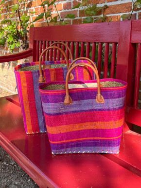 frosch und rabe Shopper flieder orange rot blau gestreift L